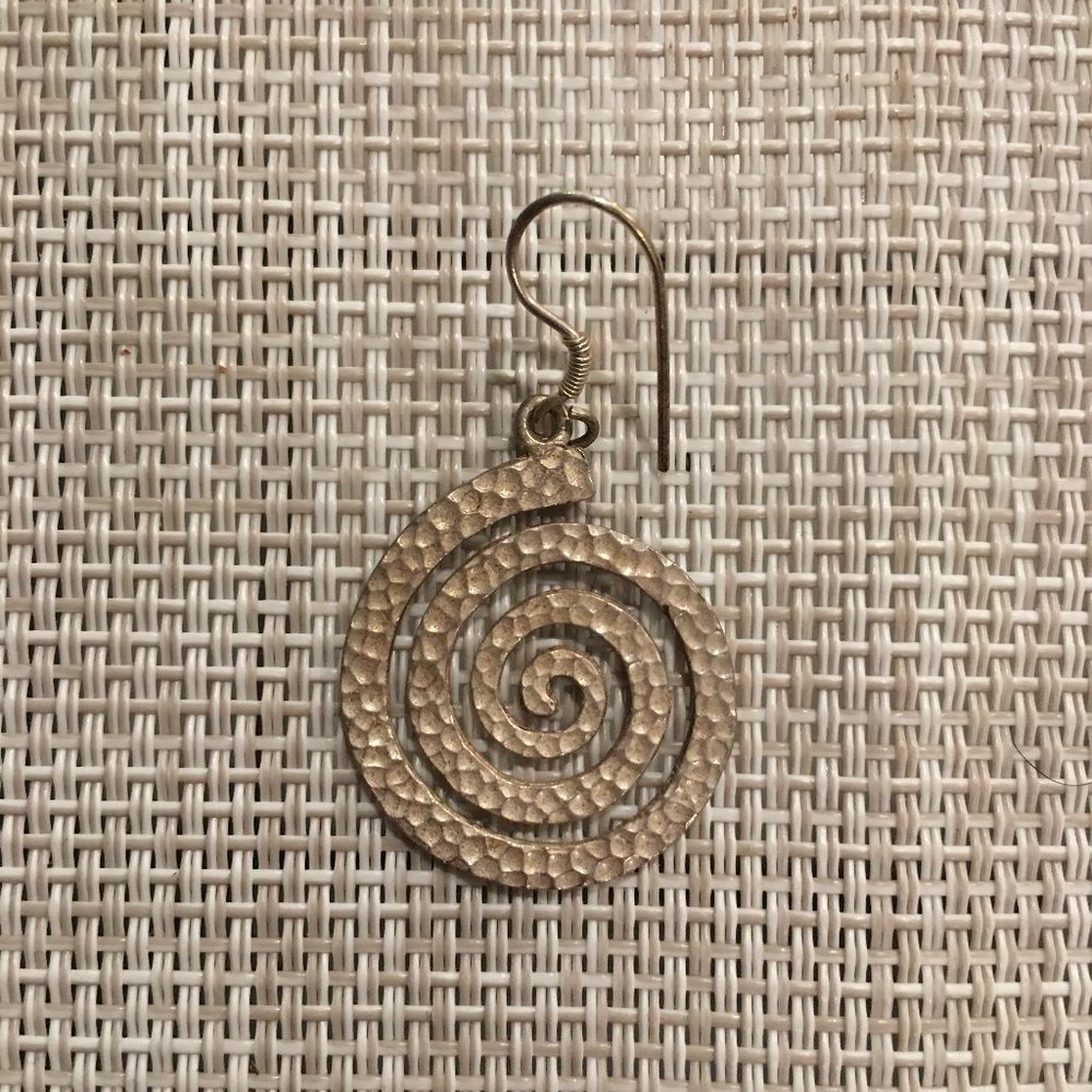 Silver spiral earrings from Peru